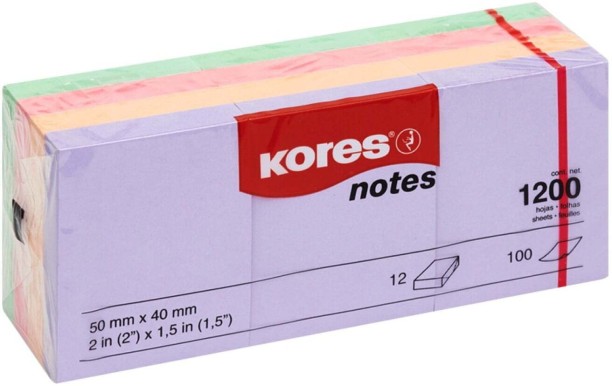Kores 100 Sheets Sticky Notes, 4 Colours