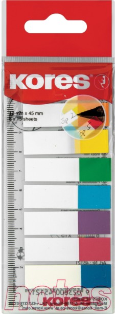 Kores 15 Sheets Full Adhesive Pads, 8 Colours