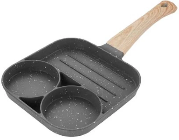 top sale trader 3 Compartment Carbon Steel Non-Stick Easy Breakfast Frying Pan - Black - 18CM Pan 2 L capacity