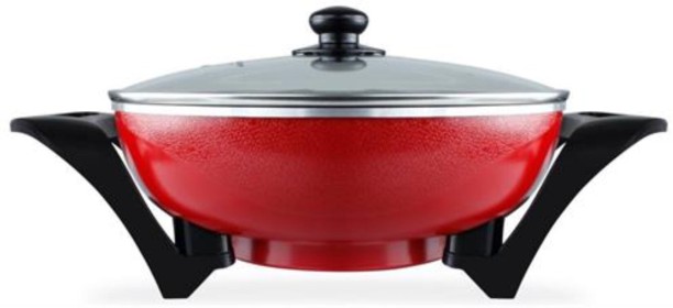 Mellerware 1500w Aluminium Red Electric Bangkok Wok Wok with Lid 5 L capacity