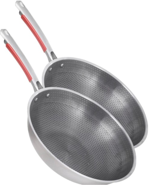 Nineteen04 High-Quality Non-Stick Uncoated Wok 32cm Wok Set 7 L capacity