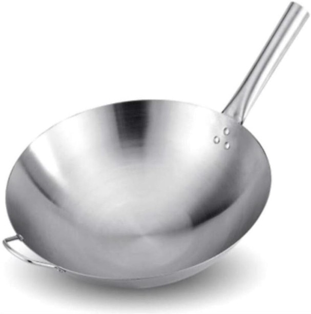 stainless steel wok pan stainless steel 34cm Wok 3 L capacity