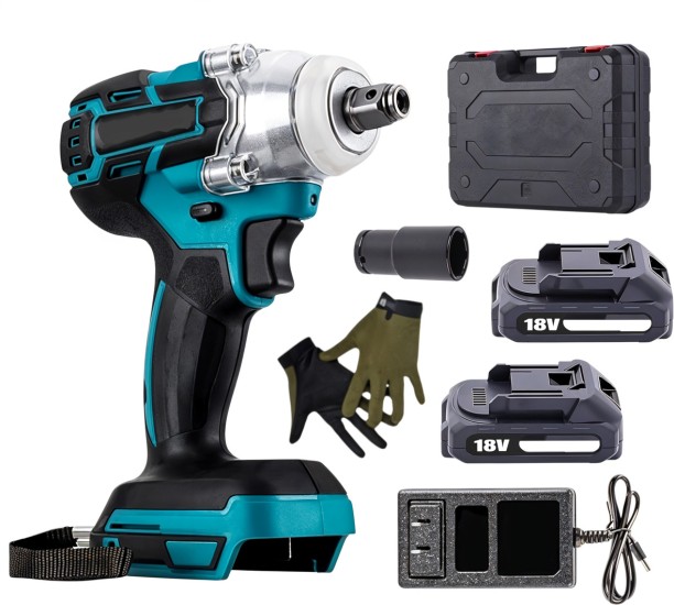 fame inc 300NM Cordless Impact Wrench, 2 Battery Packs, Charger Carry Case & Gloves Wrench