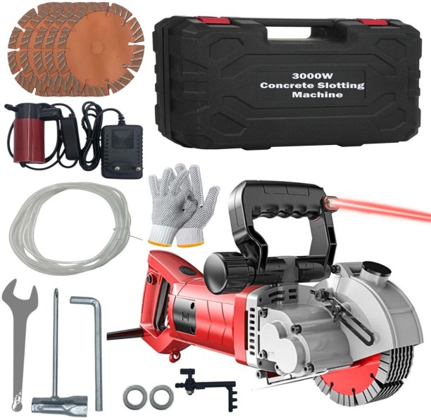 MS 3000W Concrete Slotting Machine with Laser, 5 Blades, Case & Gloves- Cutter