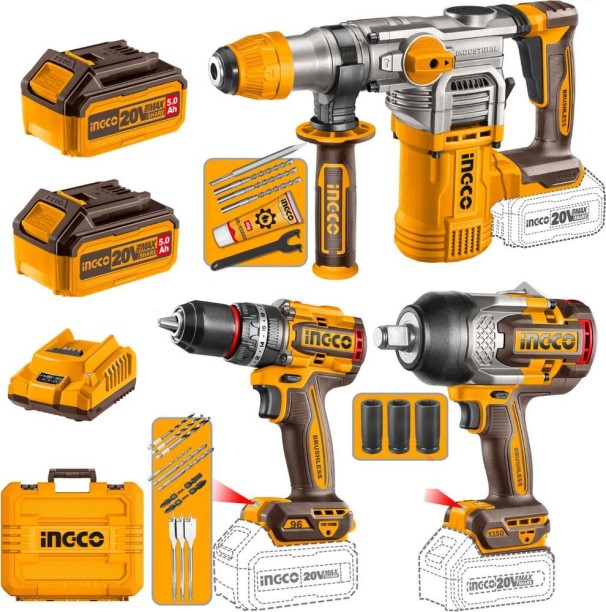 Ingco Cordless Industrial 3Pcs Combo Kit 20V P20s Allen Key