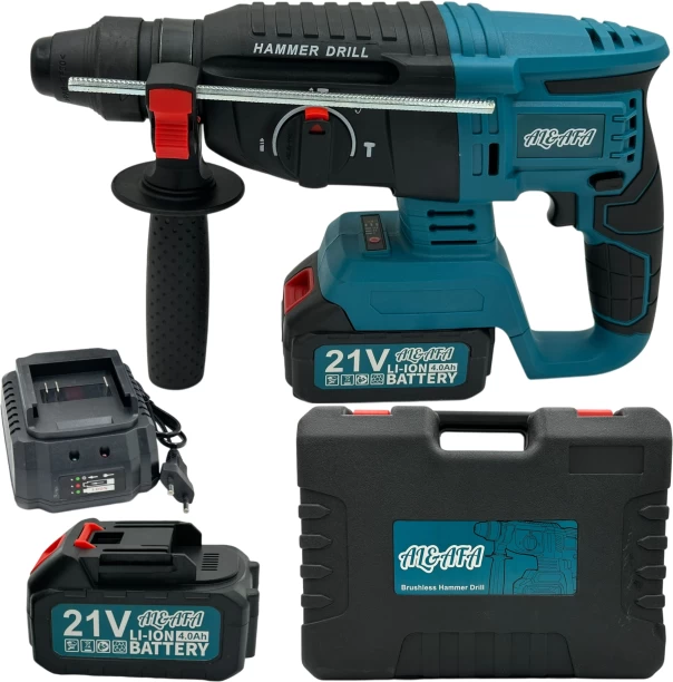 al&afa 4 Function Cordless Rotary Hammer Drill With 2 Li-On Battery & Case Hammer Drill
