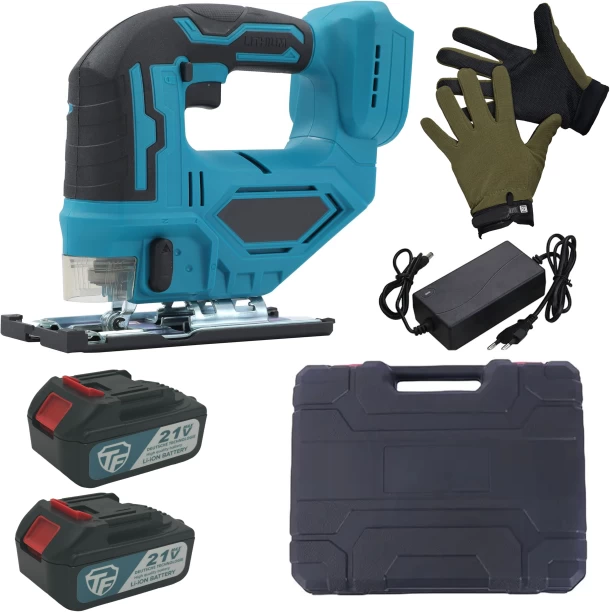 fameinc 21V Cordless Handheld JigSaw/Curve Saw With 2 Lithium Battery Pack Saw