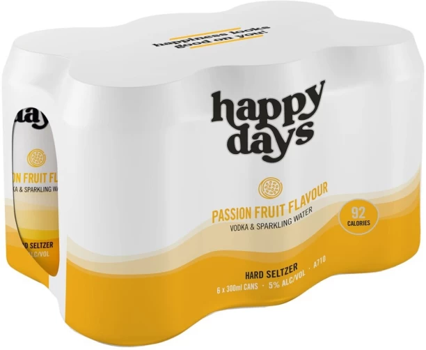 Happy Days Passion Fruit Flavour Vodka & Sparkling Water Hard Seltzer