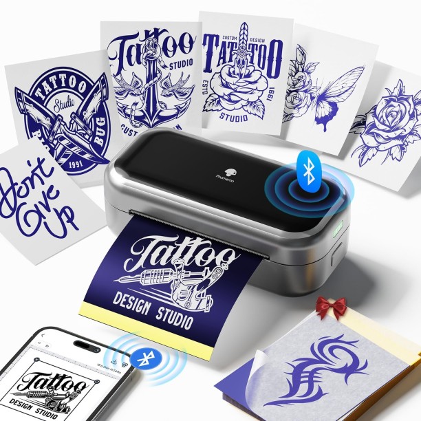 Flycross TP31 Tattoo Stencil Printer, Mini Tattoo Printer with 30pcs Transfer Paper,Bluetooth Tattoo Machines Printers for Tattoo Beginners & Artists, Compatible with Tablet,Smartphone Single Function Laser Printer