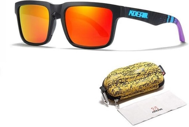 KDEAM Sunstorm - Orange Polarised Lifestyle Sunglasses for Men + Yellow Pouch Protective Glasses