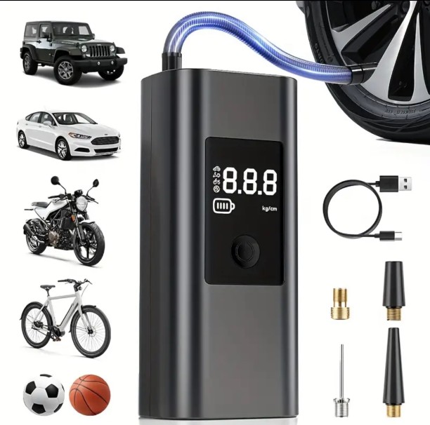 Tyre Inflator Pump Tire Inflator Portable Air Compressor PTFE (Non-stick) Smart Tyre Pressure Gauge