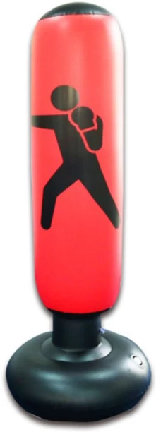 FocusToys Free Water or Sand Base Inflatable Boxing Bag for Kids - Red, Black Standing Bag