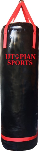 Utopian Sports Punching Bag 25kg with Red Hanging Nylon Straps Hanging Bag