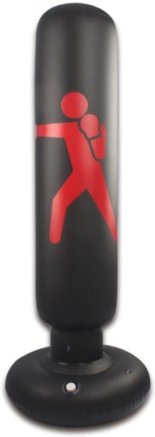 FocusToys Free Water or Sand Base Inflatable Boxing Bag for Kids - Black, Red Standing Bag
