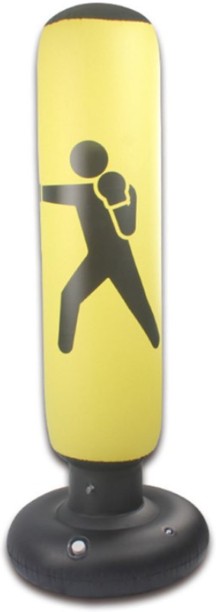 FocusToys Free Water or Sand Base Inflatable Boxing Bag for Kids - Yellow, Black Standing Bag