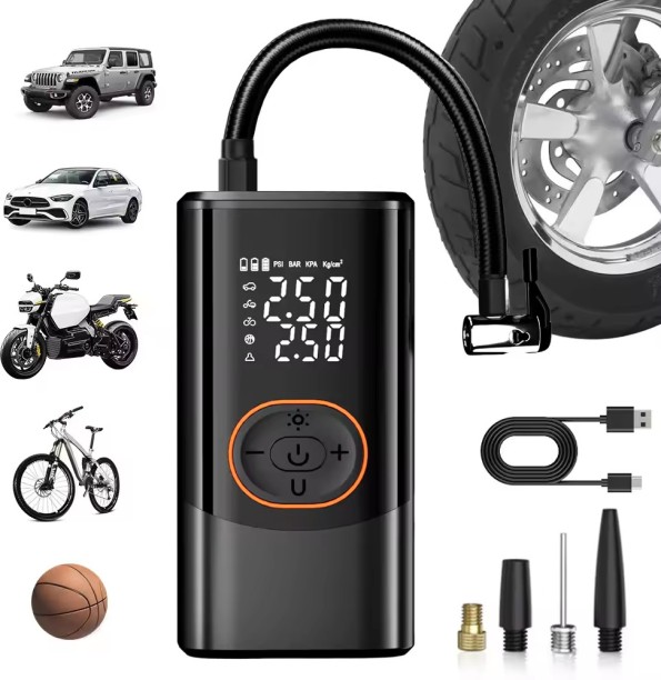 Fantasy Town Car Electrical Air Pump 12V Portable Wireless Tire Inflatable Pump Inflator Air Compressor Pump For Car Motorcycle Bicycle Ball Tubed Tyre Puncture Repair Kit