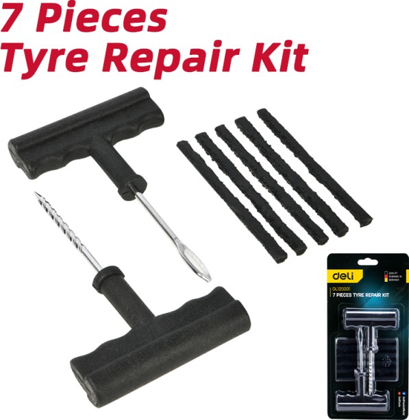 Deli Tools 7 Pieces Tyre Puncture Repair Kit Tubeless Tyre Puncture Repair Kit