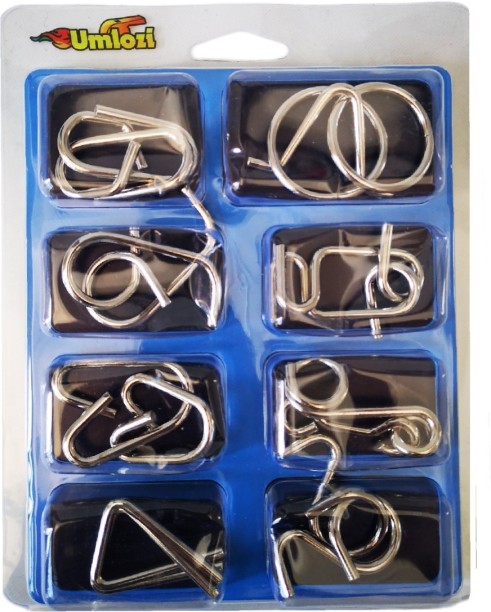 Umlozi 3D Metal Wire Brain Puzzles Challenge - Set of 8 - Puzzle No. 2 Brain Teasers