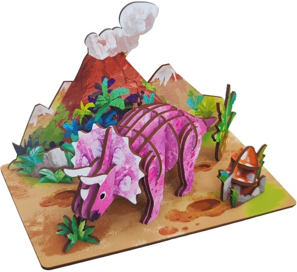 Umlozi Wooden 3D Puzzles - Triceratops 34pc 3D Puzzles