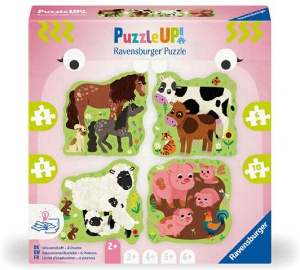 RAVENSBURGER PUZZLE UP 4-6-8-10PC FARM ANIMALS Jigsaw Puzzles
