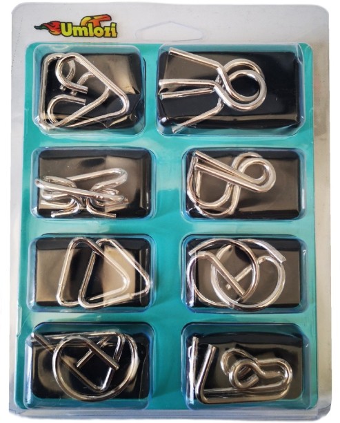 Umlozi 3D Metal Wire Brain Puzzles Challenge - Set of 8 - Puzzle No. 3 Brain Teasers