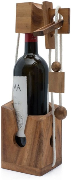 SiamMandalay Wine Challenge - Bottle Lock - Solve the puzzle to release the bottle! Wooden Puzzles