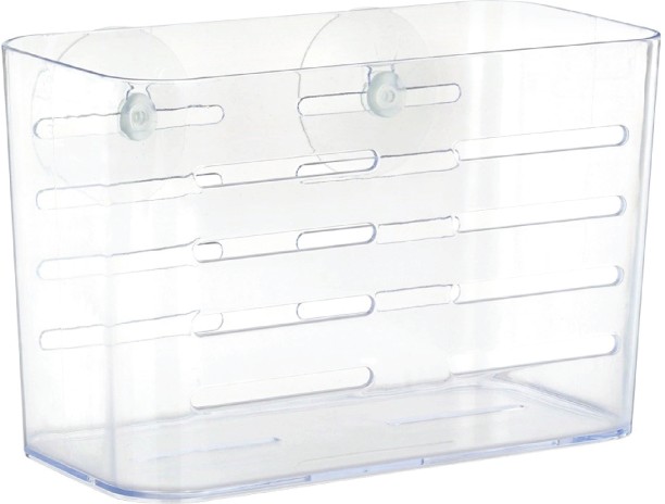 ECO Bathroom Rack Caddy with 2 Suction Hooks – Clear Bathroom Organizer Plastic Rack Shelf For  Bathroom