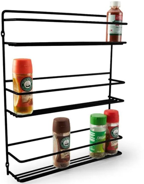 WOODLY Spice Rack, Black, 3 Tier Stainless Steel Rack Shelf