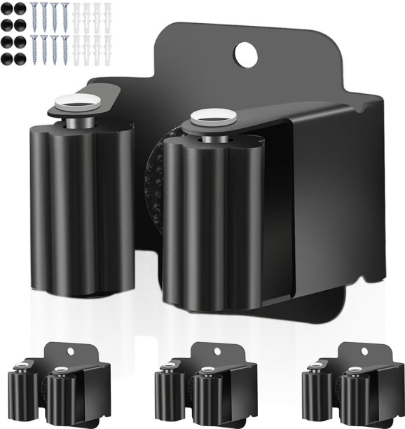 Topika Wall Mounted Broom and Mop Holder, 4pcs Heavy Duty Tool Rack Stainless Steel Rack Shelf