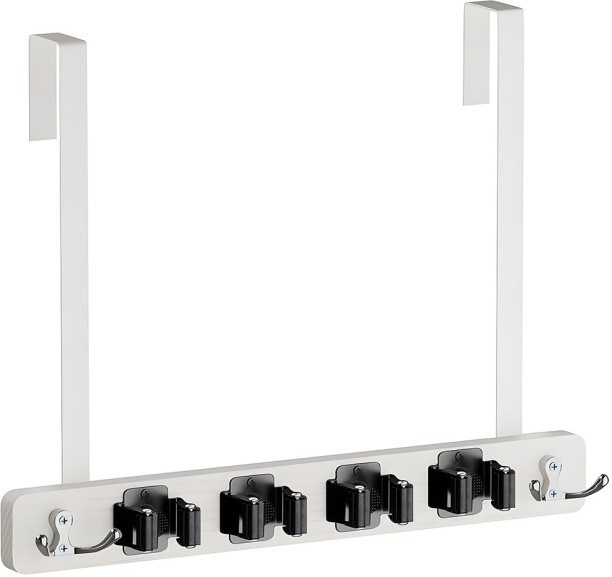 Topika Broom Holder Door Rack Over Door with Hooks,Tool Storage Organiser Plastic Rack Shelf For  Bathroom