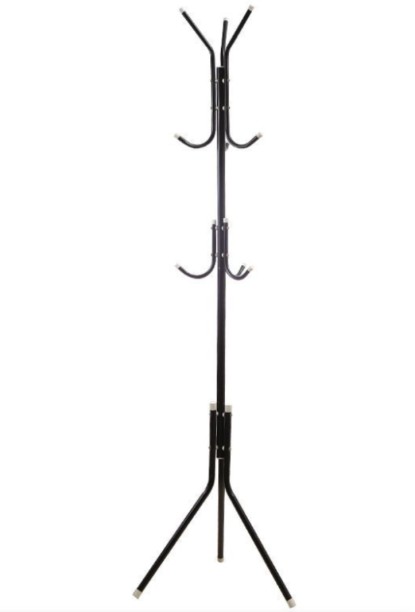 Generic SCR-012B 12 Black Hook Simple Standing Coat Steel Rack Shelf