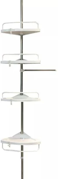 Goods For All Multi-Purpose Adjustable Bathroom/Shower Corner Standing Shelf Rack Stainless Steel Rack Shelf For  Bathroom