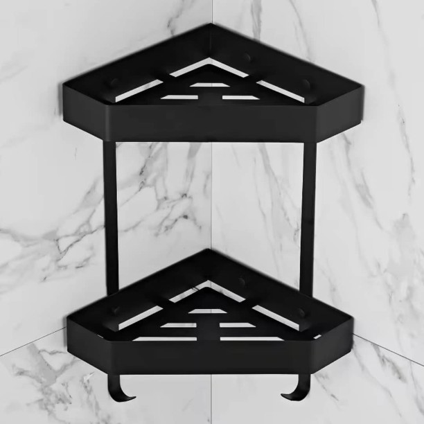 Generic F23-5-8 Black Corner Stainless Steel Rack Shelf For  Bathroom