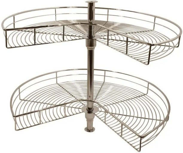 WOODLY ¾ Carousel, 2 Tier, Chrome Plated Stainless Steel Rack Shelf For  Storage