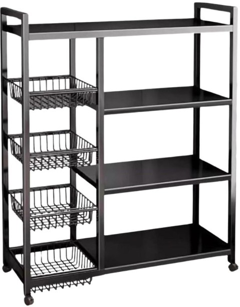 Generic 4-Tier Multifunctional Storage Shelf With Wheels Steel Rack Shelf For  Living Room & Bedroom
