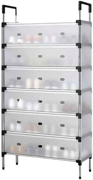 ELCTRO WORLD Stainless Steel Shoe Organizer - 7-Shelf, Sturdy & Durable Free Standing Plastic Rack Shelf For  Storage