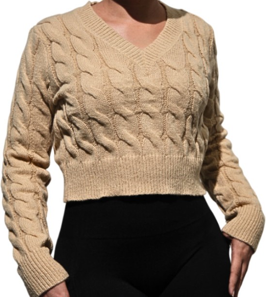 Missy Missi Geometric Print V Neck Polyester Blend Women Sweater