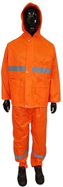 Pioneer Safety High-Visual Reflective Tape Orange Rain Suit 2 Piece Medium Solid Unisex Raincoat