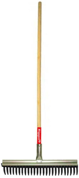 RIGGER Garden Rake Rubber Economy With Wooden Handle Leaf Rake