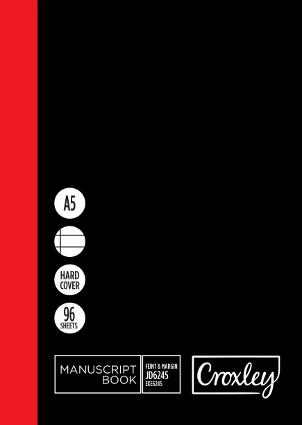 Croxley A5 96 Page Feint & Margin A5 Notebook Ruled