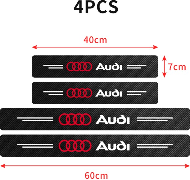 Max (For Audi-4PCS) Car Door Sill Protector Carbon Fiber Pattern Threshold Stickers For Audi Q7 A7 A6 1 cm x 1 cm Black Reflective Tape