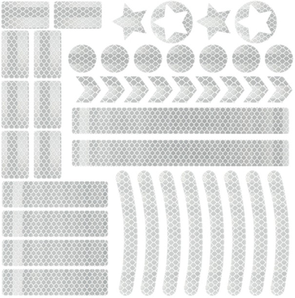 ALANES 42 Pieces Reflective Stickers for Hard Surfaces Motorcycle Bicycles - White 12 cm x 21 cm White Reflective Tape