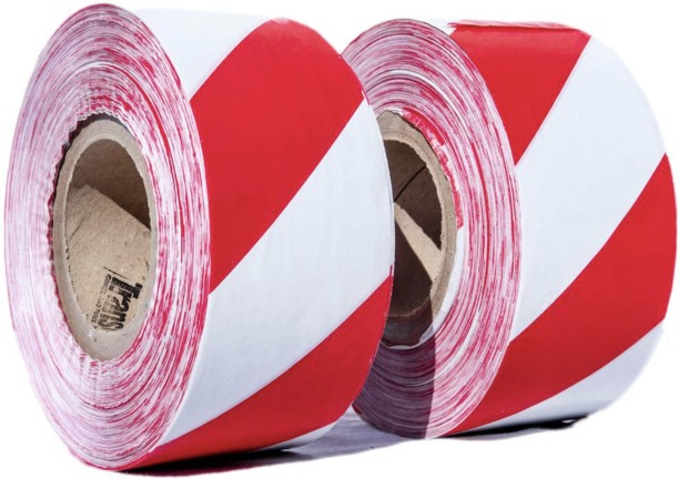 Goodace Barrier tape / safety tape red & white 100m (50mm x100m - Pack of 2) 5 cm x 100 m Red, White Reflective Tape
