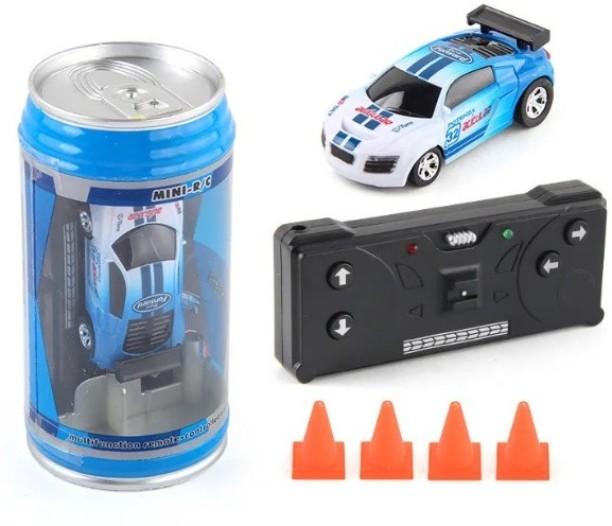 Umlozi Mini Soda Can size, RC Car, Pocket Car Toy with LED Lights - Blue