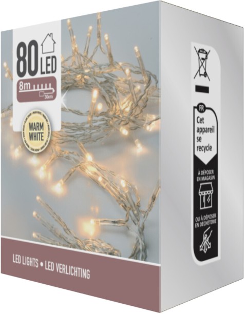 Excellent Houseware 80 LEDs 8 m White Steady Ball Light