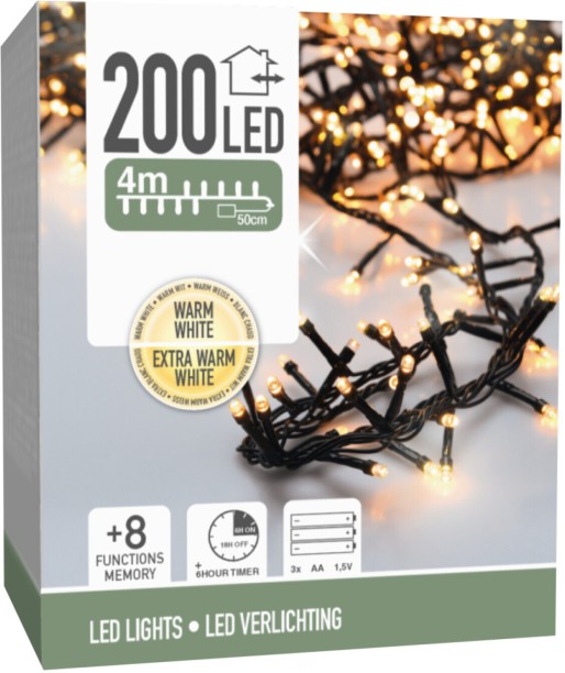 Excellent Houseware 200 LEDs 4 m White Steady Ball Light