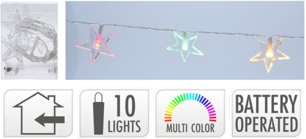 Excellent Houseware 10 LEDs 110 cm White Steady Star Light