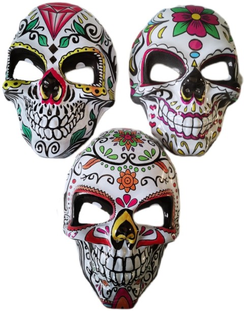 Umlozi Sugar Skull Halloween Dress Up Masks - 3 Pack Role Play Toy