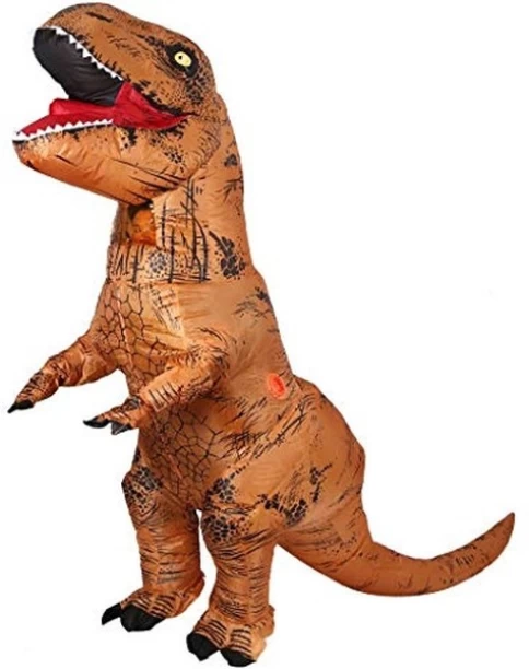 Umlozi Brown Dinosaur T-Rex Full Suit With Automatic Battery Air Inflator Role Play Toy