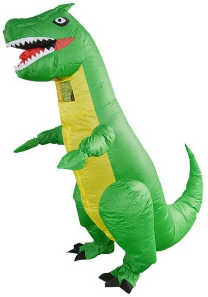 Umlozi Green Dinosaur T-Rex Full Suit With Automatic Battery Air Inflator Role Play Toy